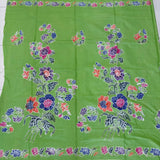 (Hand stamped Batik) Stalk of Flowers Lemon Green