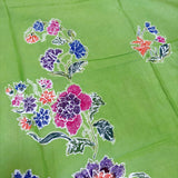 (Hand stamped Batik) Stalk of Flowers Lemon Green