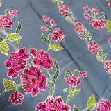 (Hand stamped Batik) Stalk of Flowers Dusty Blue