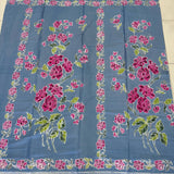 (Hand stamped Batik) Stalk of Flowers Dusty Blue