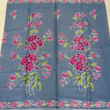 (Hand stamped Batik) Stalk of Flowers Dusty Blue