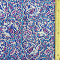 Block Print Peacock Floral Purple