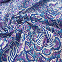 Block Print Peacock Floral Purple