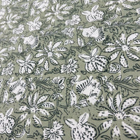 Block Print White flower on Rusty Grey Background