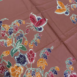 (Hand stamped Batik) Stalk of Flowers Dusty Salmon