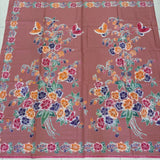(Hand stamped Batik) Stalk of Flowers Dusty Salmon