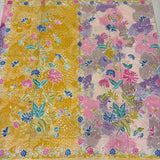 (Hand stamped Batik) Stalks of Flowers Mustard Multi