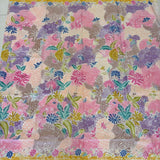 (Hand stamped Batik) Stalks of Flowers Mustard Multi