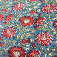 Block Print Bright Sunflowers on Turquoise