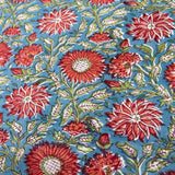 Block Print Bright Sunflowers on Turquoise