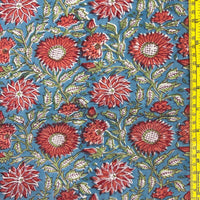 Block Print Bright Sunflowers on Turquoise
