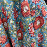 Block Print Bright Sunflowers on Turquoise