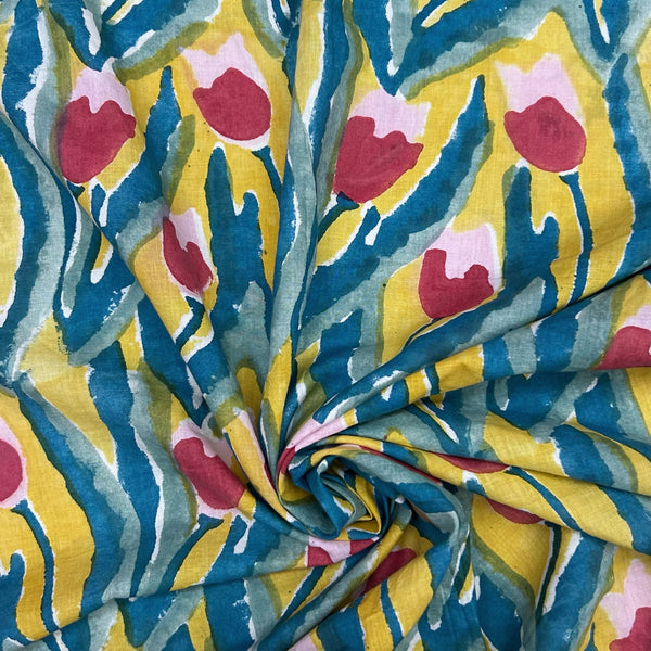 Block Print Fields of Tulips Yellow