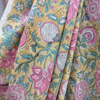 Block Print Pineapple Vines with Floral Beige