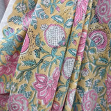Block Print Pineapple Vines with Floral Beige