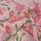 115cm - Block Print Sweet Poppy Flowers Pink