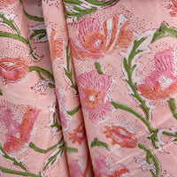 115cm - Block Print Sweet Poppy Flowers Pink