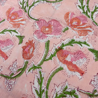 115cm - Block Print Sweet Poppy Flowers Pink