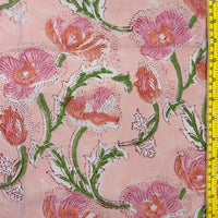 115cm - Block Print Sweet Poppy Flowers Pink