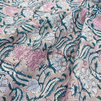 Block Print Soft Pastel Pink Floral Vines
