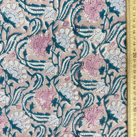 Block Print Soft Pastel Pink Floral Vines