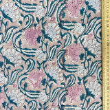 Block Print Soft Pastel Pink Floral Vines