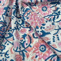 Block Print Lotus Florals with Paisley White