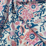Block Print Lotus Florals with Paisley White