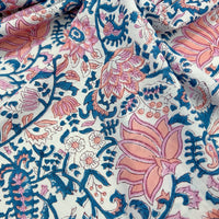 Block Print Lotus Florals with Paisley White