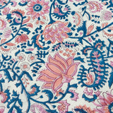 Block Print Lotus Florals with Paisley White