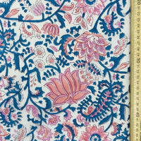 Block Print Lotus Florals with Paisley White