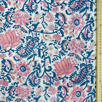 Block Print Lotus Florals with Paisley White