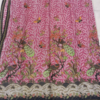 (Handprinted Batik) Peacocks on Trees Red