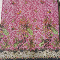 (Handprinted Batik) Peacocks on Trees Red