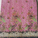 (Handprinted Batik) Peacocks on Trees Red