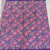 (Hand stamped Batik) Flowers and Leaves in Diagonal Pink