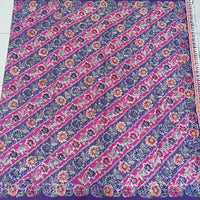 (Hand stamped Batik) Flowers and Leaves in Diagonal Pink
