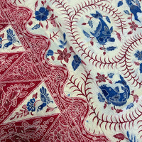 (Hand stamped Batik) Koi with Butterflies Red and Blue