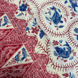 (Hand stamped Batik) Koi with Butterflies Red and Blue