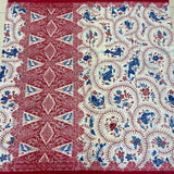 (Hand stamped Batik) Koi with Butterflies Red and Blue