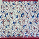(Hand stamped Batik) Koi with Butterflies Red and Blue
