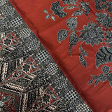 (Hand stamped Batik) Stalks of Flowers Caramel