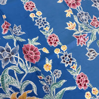 (Hand-stamped batik) Butterflies among the Flowers Stalks Sky Blue