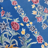 (Hand-stamped batik) Butterflies among the Flowers Stalks Sky Blue