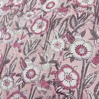 Block Print Pink Floral on Pastel Pink Background