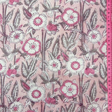 Block Print Pink Floral on Pastel Pink Background