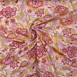 Block Print Red Floral on Peach Background