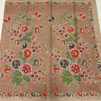 (Hand stamped Batik) Stalks of Flowers with Butterflies Nude