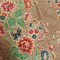 (Hand stamped Batik) Stalks of Flowers with Butterflies Nude