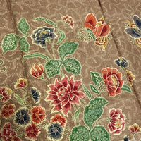 (Hand stamped Batik) Stalks of Flowers with Butterflies Nude